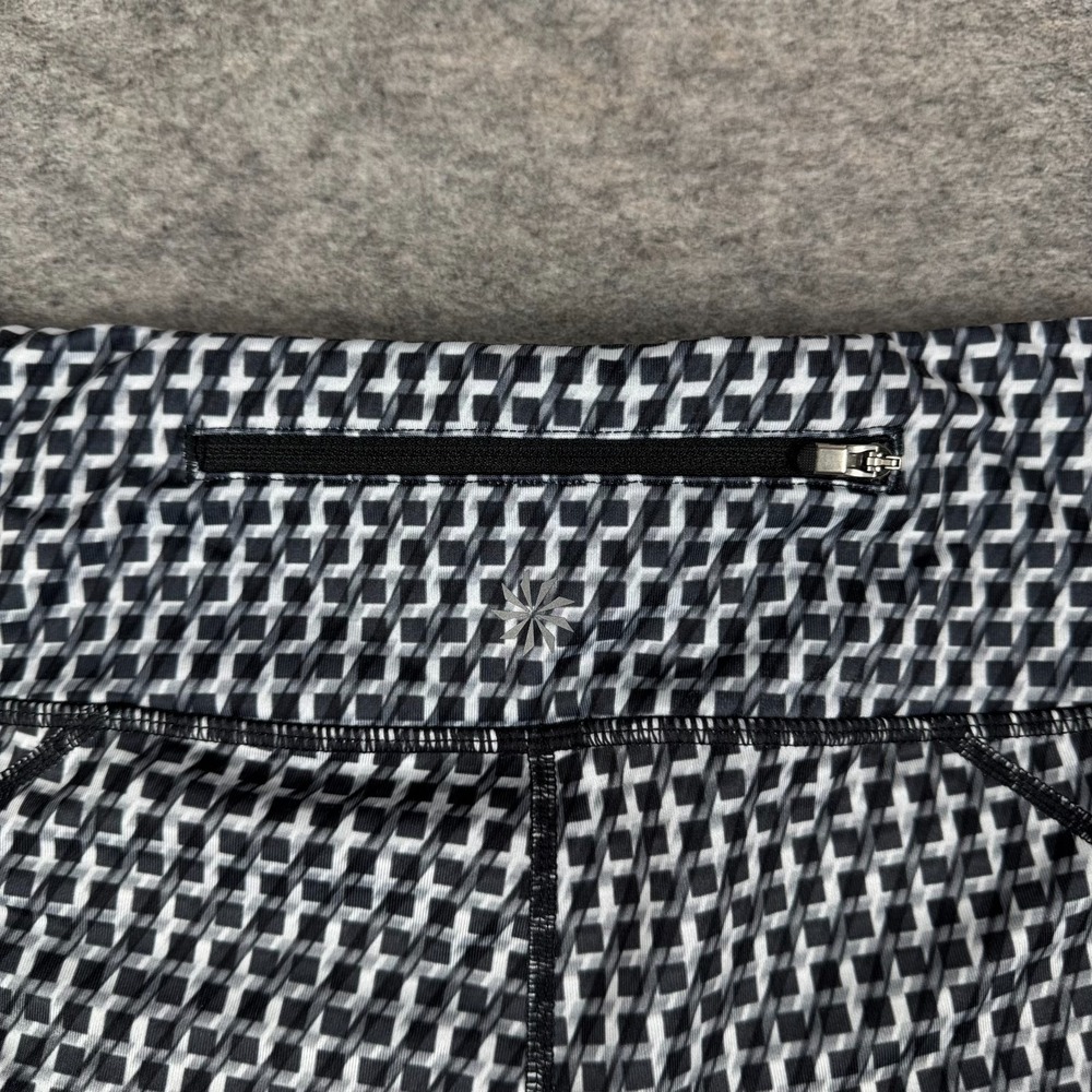 Athleta Vivid Velocity Bike Shorts 6" Zip Pocket Geometric Black Womens Small S - Picture 8 of 13